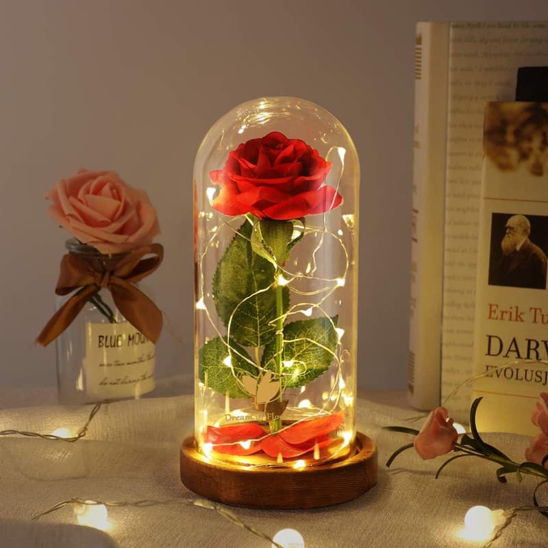 Eternal Light-Up Rose in Glass Dome for Mother's Day