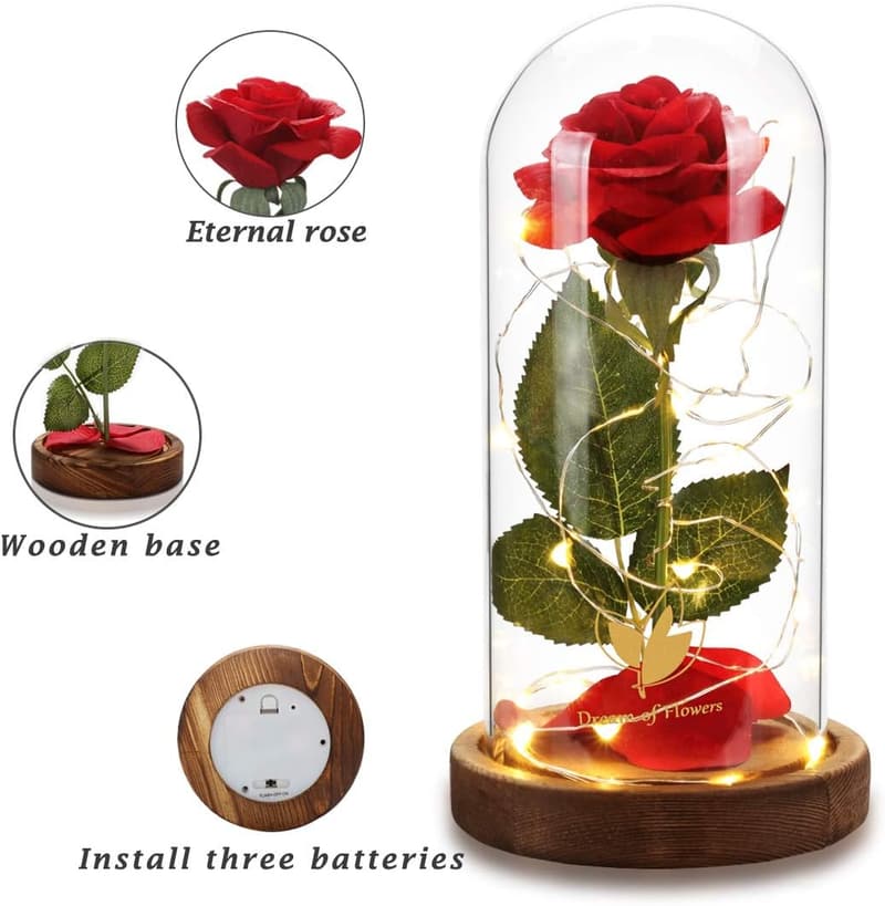 Eternal Light-Up Rose in Glass Dome for Mother's Day