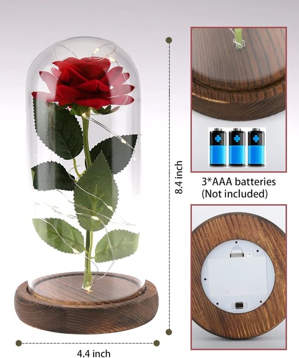 Red Galaxy Rose in Glass Dome - Perfect Gift for Women