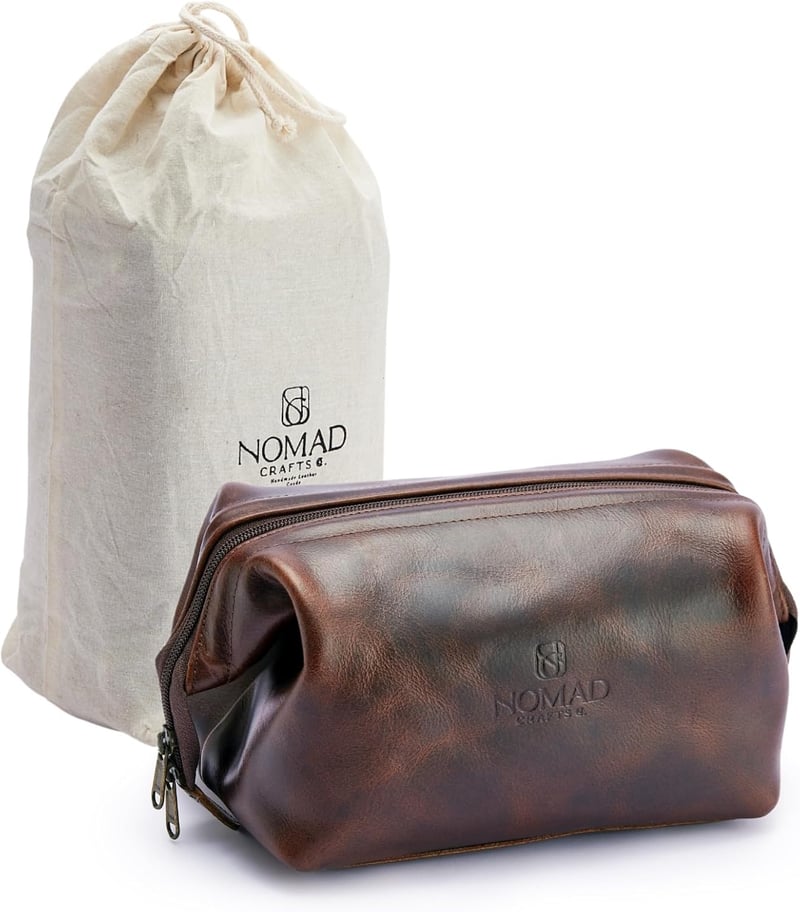 Leather Travel Toiletry Bag - Waterproof Dopp Kit for All