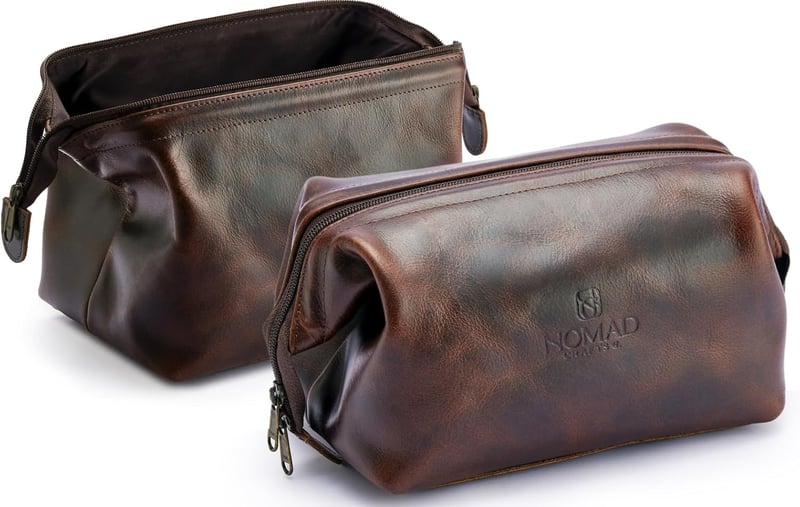 Leather Travel Toiletry Bag - Waterproof Dopp Kit for All