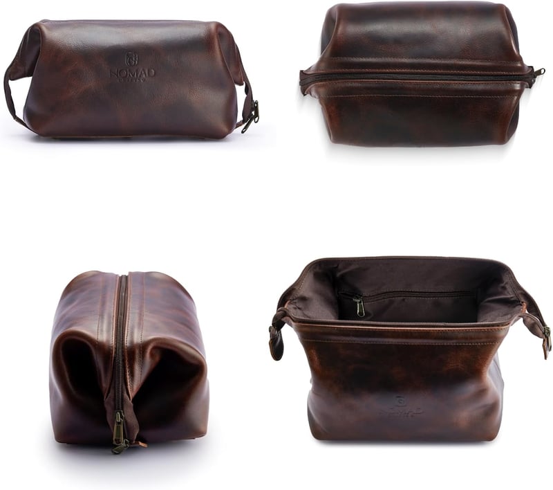 Leather Travel Toiletry Bag - Waterproof Dopp Kit for All