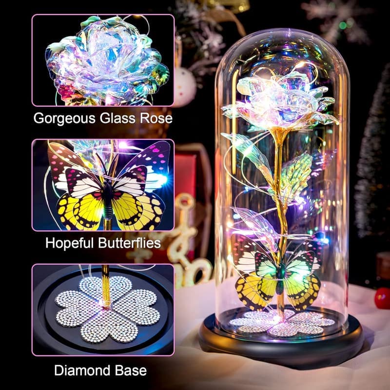Eternal Glass Rose with LED Light - Mother's Day Gift for Mom