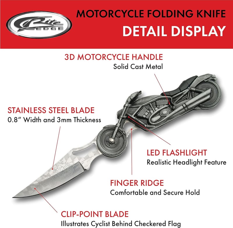Motorcycle Handle Folding Knife with LED Headlight