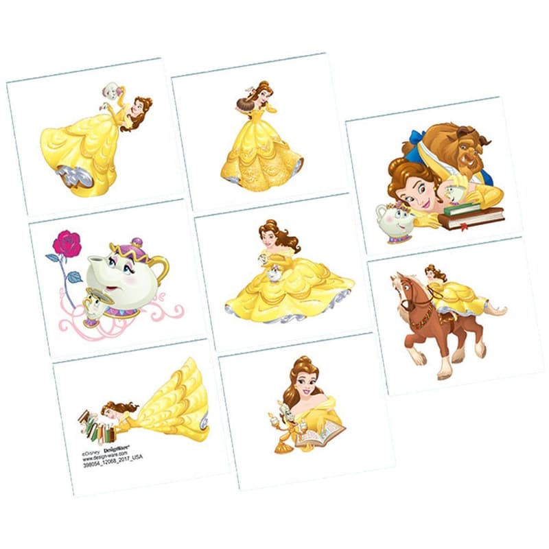 Disney Beauty and The Beast Tattoos - 8 Colorful Party Favors