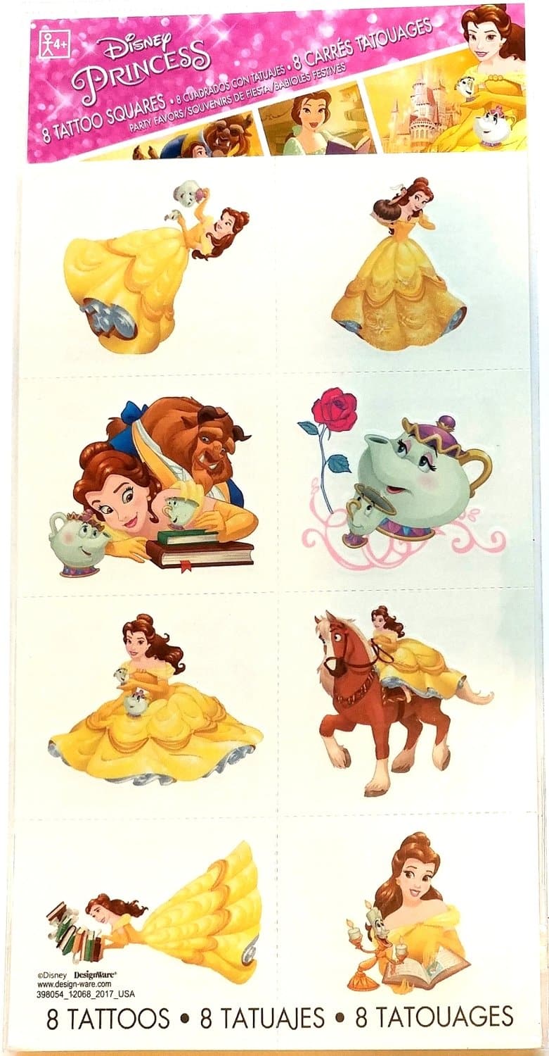 Disney Beauty and The Beast Tattoos - 8 Colorful Party Favors