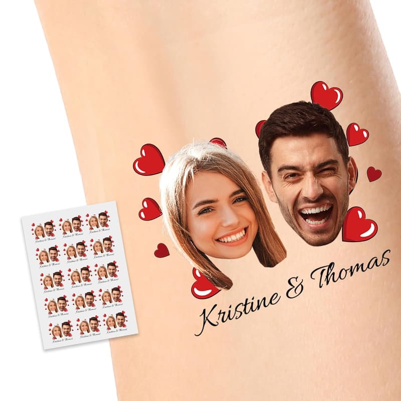 Custom Temporary Face Tattoos Set for Birthday or Wedding, 15 Pieces