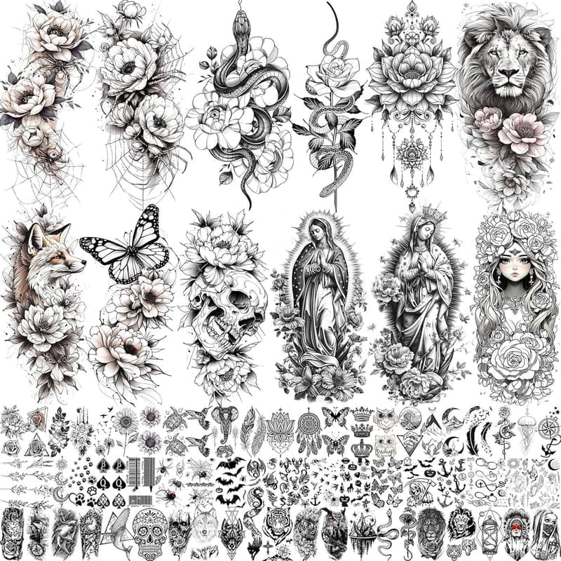 3D Rose Flowers Temporary Tattoos - 75 Sheets for Women