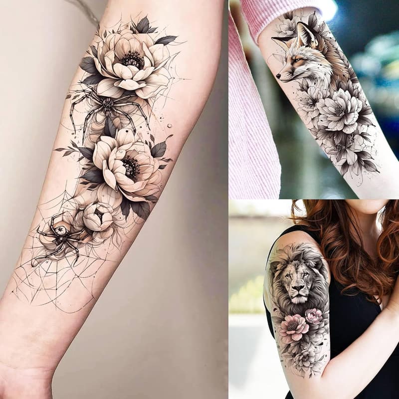 3D Rose Flowers Temporary Tattoos - 75 Sheets for Women