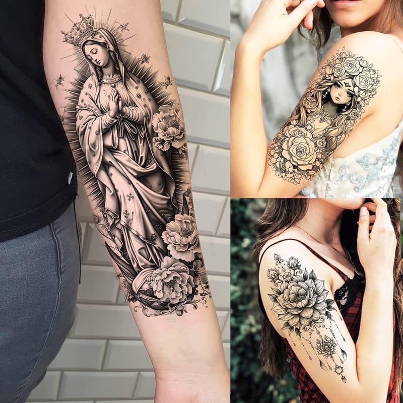 3D Rose Flowers Temporary Tattoos - 75 Sheets for Women