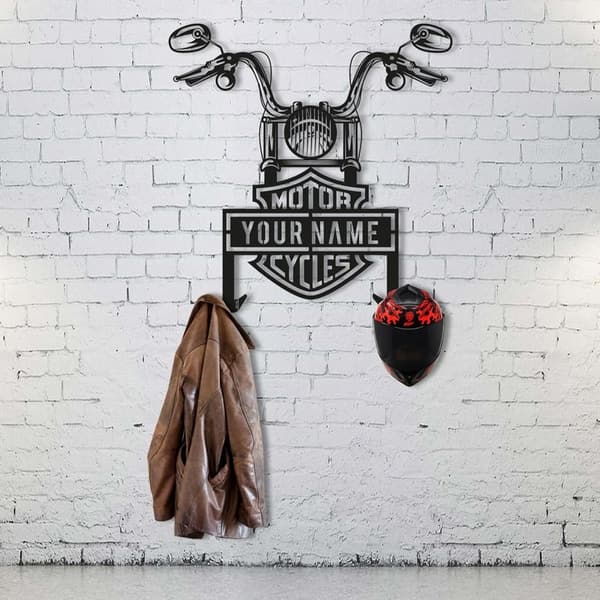 Personalized Motorcycle Helmet Holder Wall Art Decor