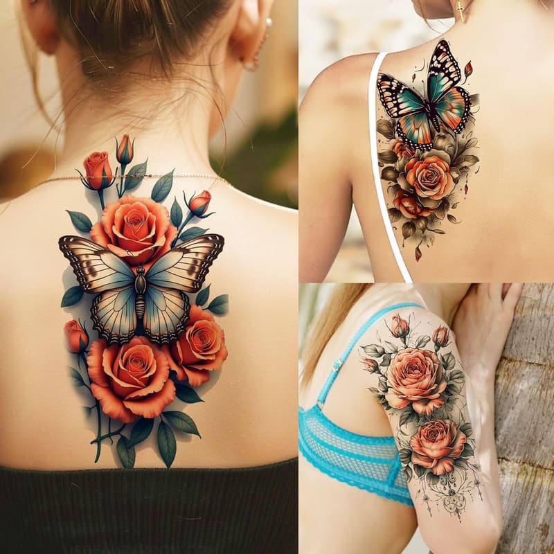 Watercolor Peony Temporary Tattoos for Women – 69 Sheets
