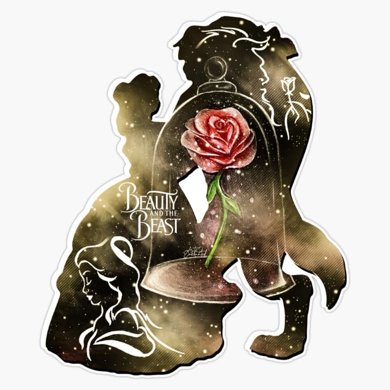 Enchanted Love Red Rose Bumper Sticker for Couples
