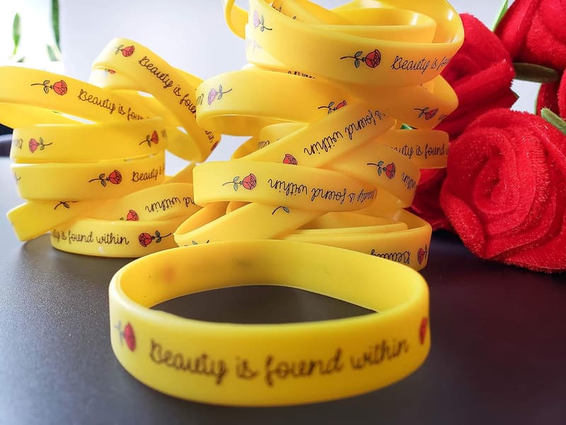 Beauty and the Beast Silicone Wristbands - 24 Pack for Girls