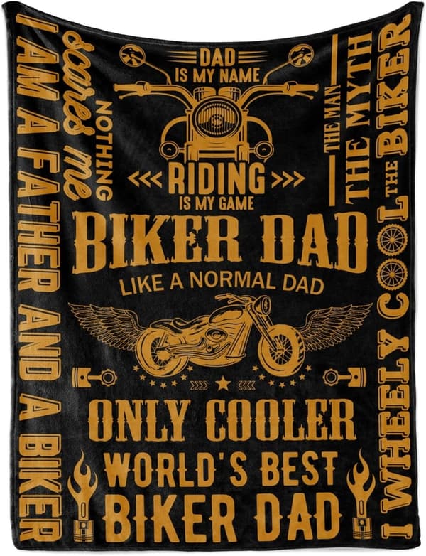 Father's Day Throw Blanket for Biker Dad & Grandpa