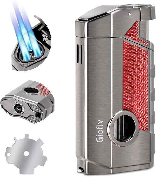 Windproof Triple Jet Flame Butane Lighter - Premium Gift for Men