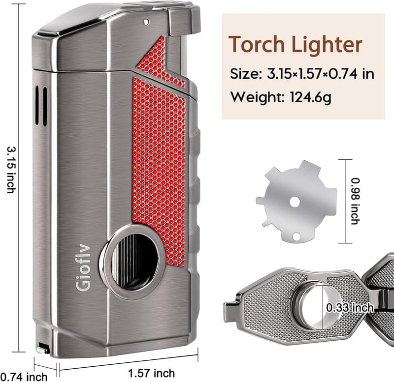 Windproof Triple Jet Flame Butane Lighter - Premium Gift for Men