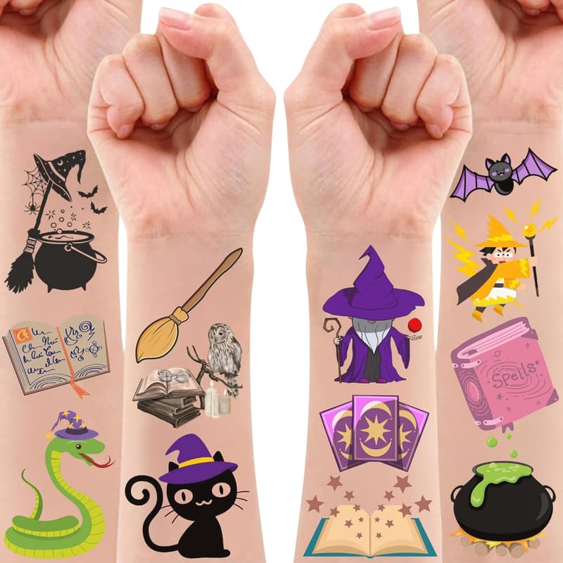 Wizard Birthday Party Temporary Tattoos - Magical Halloween Favors