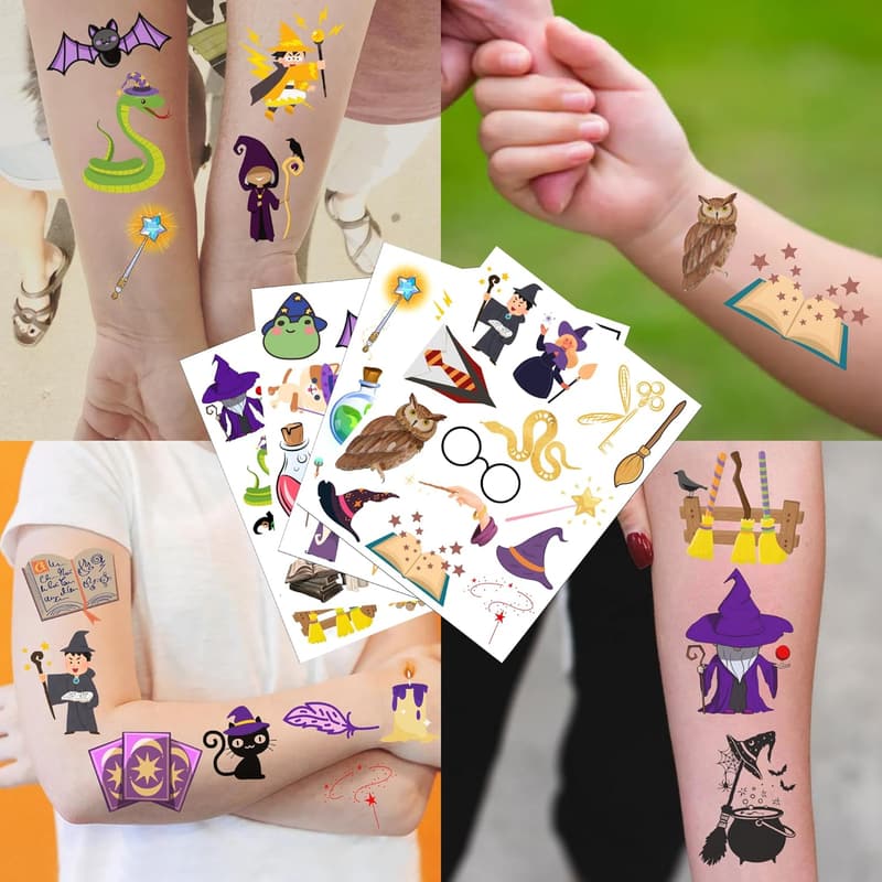 Wizard Birthday Party Temporary Tattoos - Magical Halloween Favors