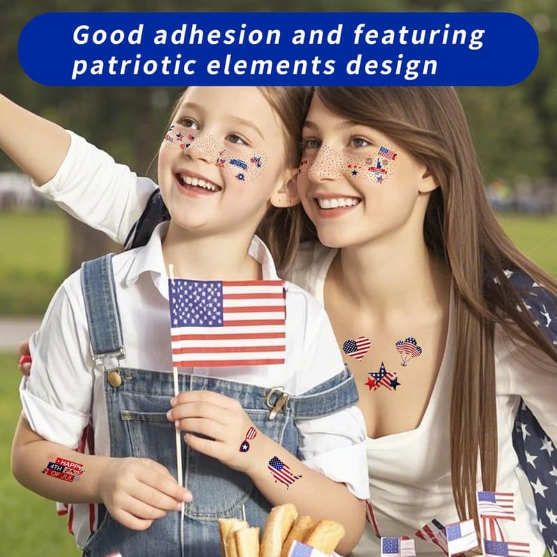 Fourth of July Face Glitter Tattoos Set for Women