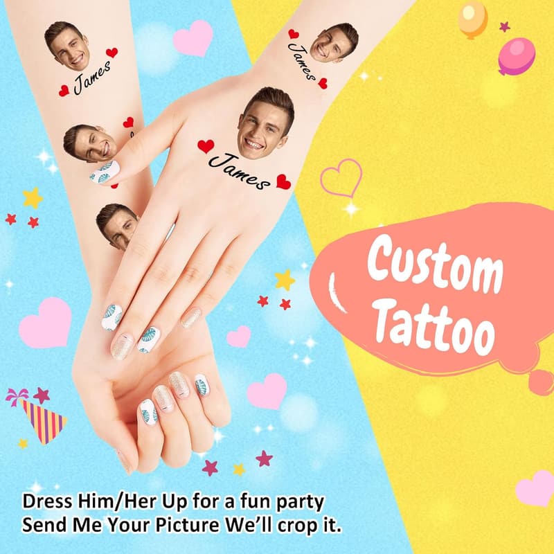 Custom Couple Temporary Tattoos Set - 15 Personalized Heart Designs