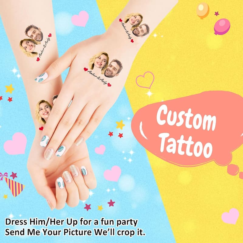 Custom Couple Temporary Tattoos Set - 15 Personalized Heart Designs