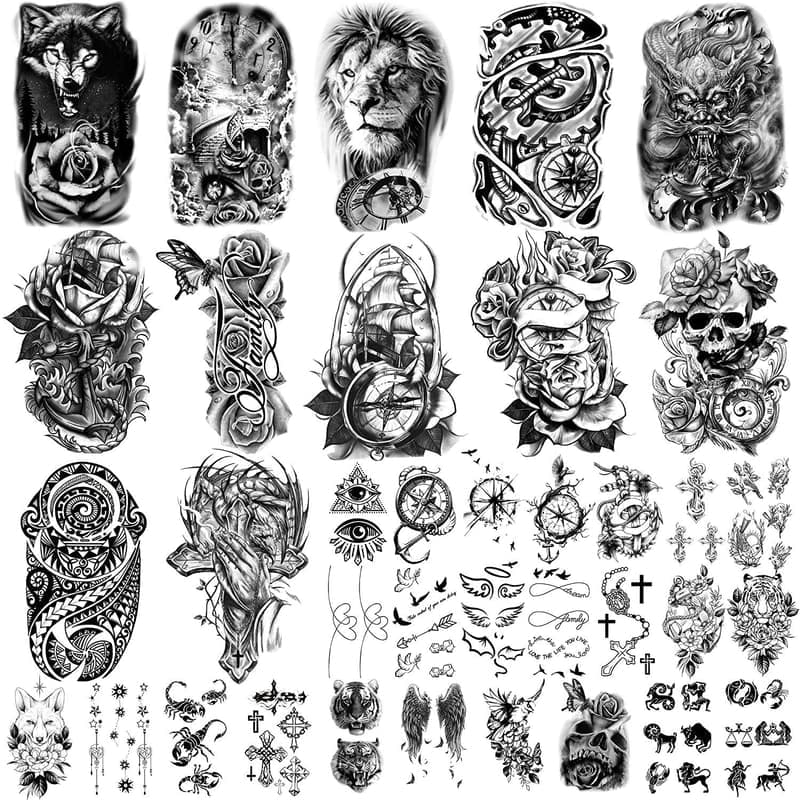 36 Sheets Temporary Tattoos for Men and Women