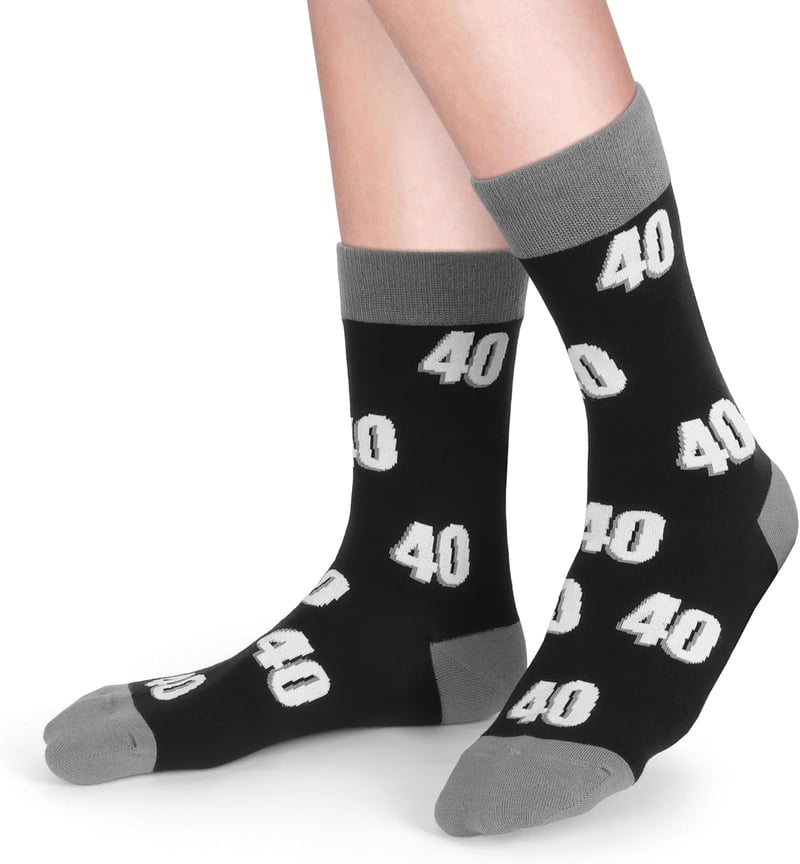 Funny Black Cotton Socks for Men's 40th, 50th, 60th Birthdays