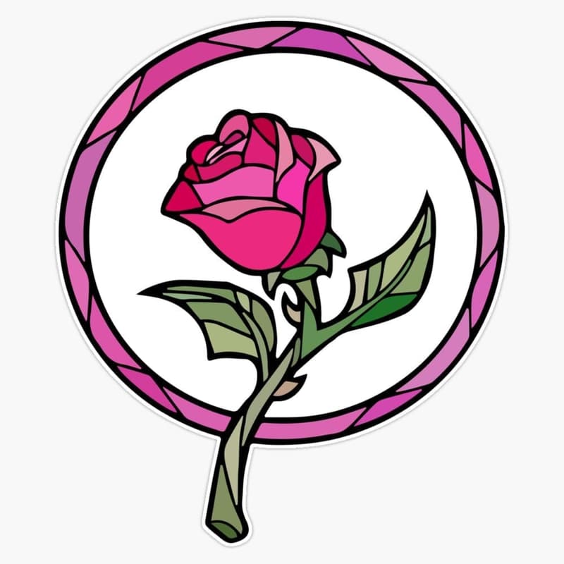 Beauty and the Beast Stained Glass Rose Vinyl Decal
