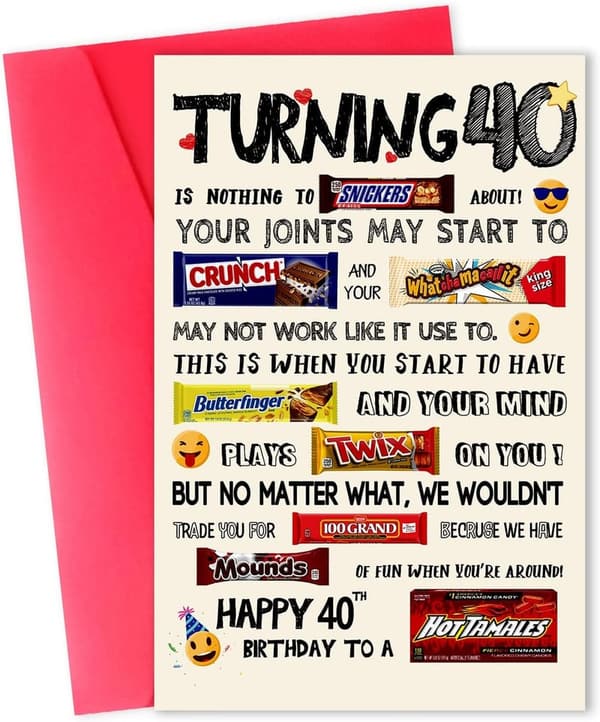Funny 40th Birthday Card for Him or Her