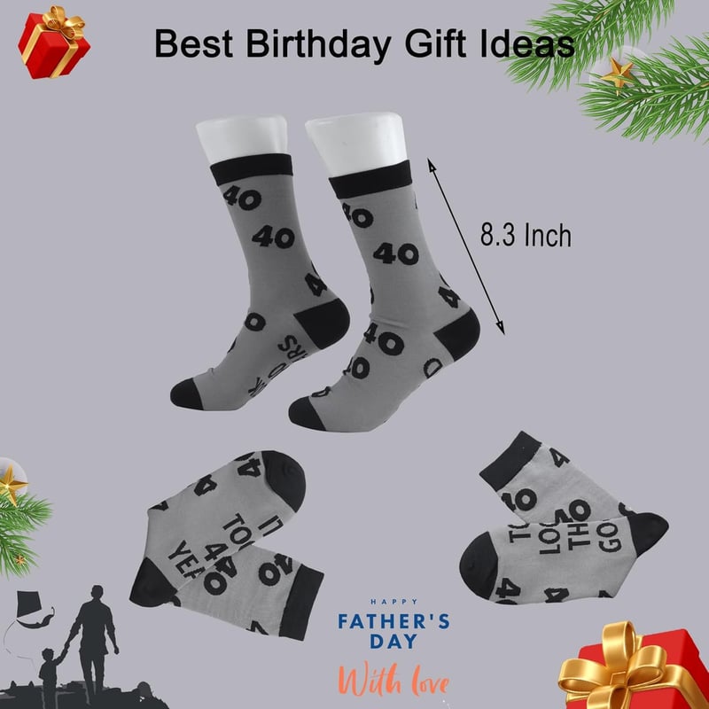 Milestone Birthday Socks for Men (30-90 Years Old)