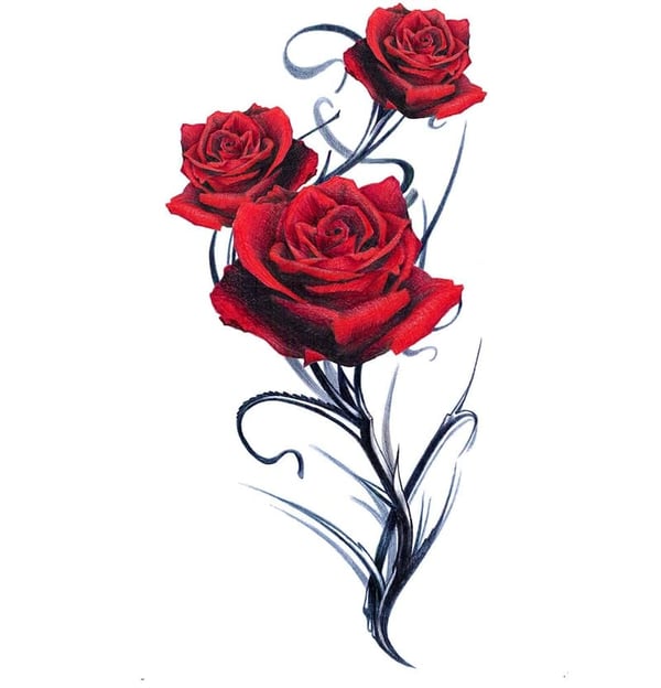 Large Realistic Rose Temporary Tattoos - For Women, Teens & Kids