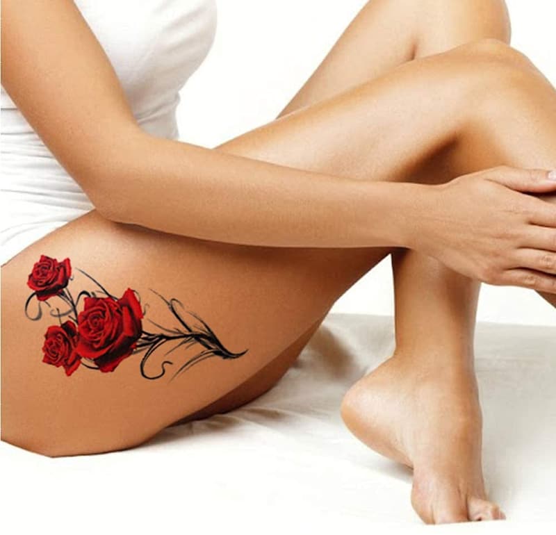 Large Realistic Rose Temporary Tattoos - For Women, Teens & Kids