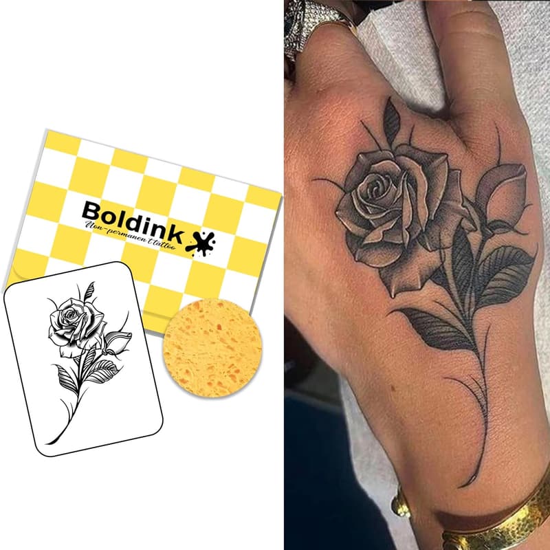 Waterproof Semi-Permanent Rose Temporary Tattoos – 7-15 Days