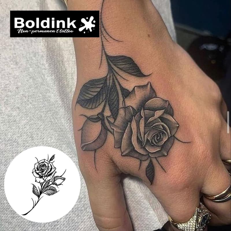 Waterproof Semi-Permanent Rose Temporary Tattoos – 7-15 Days