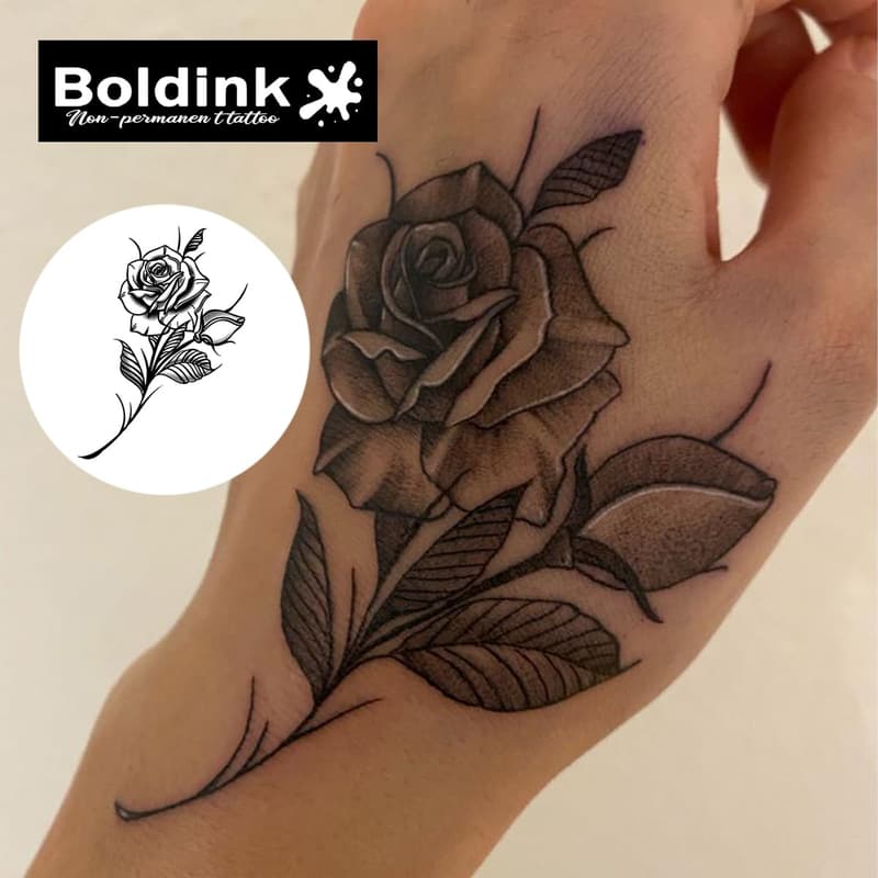 Waterproof Semi-Permanent Rose Temporary Tattoos – 7-15 Days