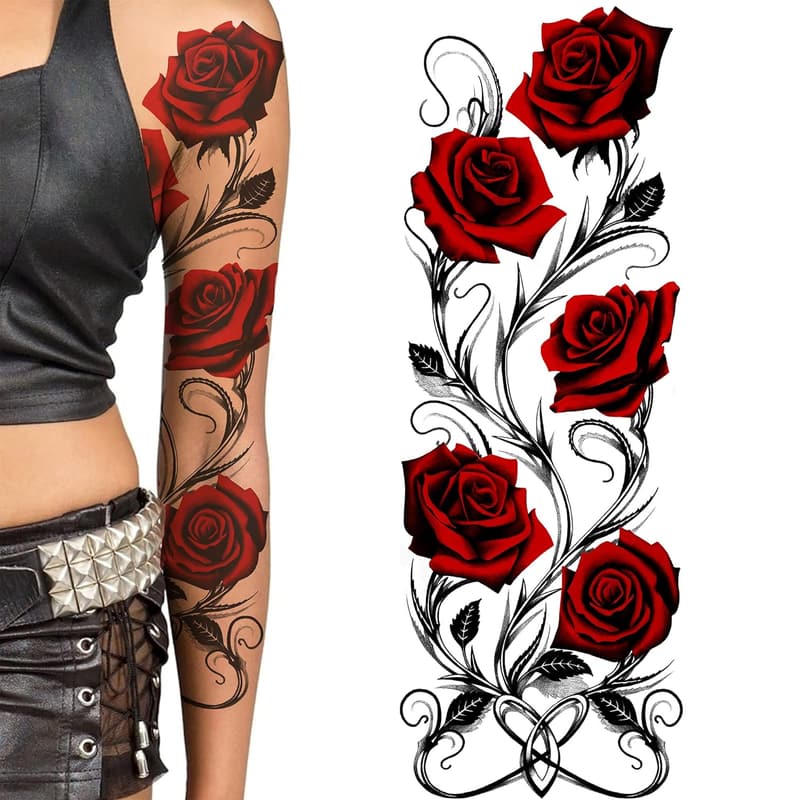 Waterproof Floral Temporary Tattoo Sleeve for Women