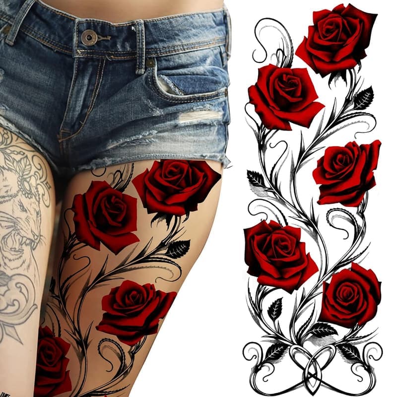 Waterproof Floral Temporary Tattoo Sleeve for Women