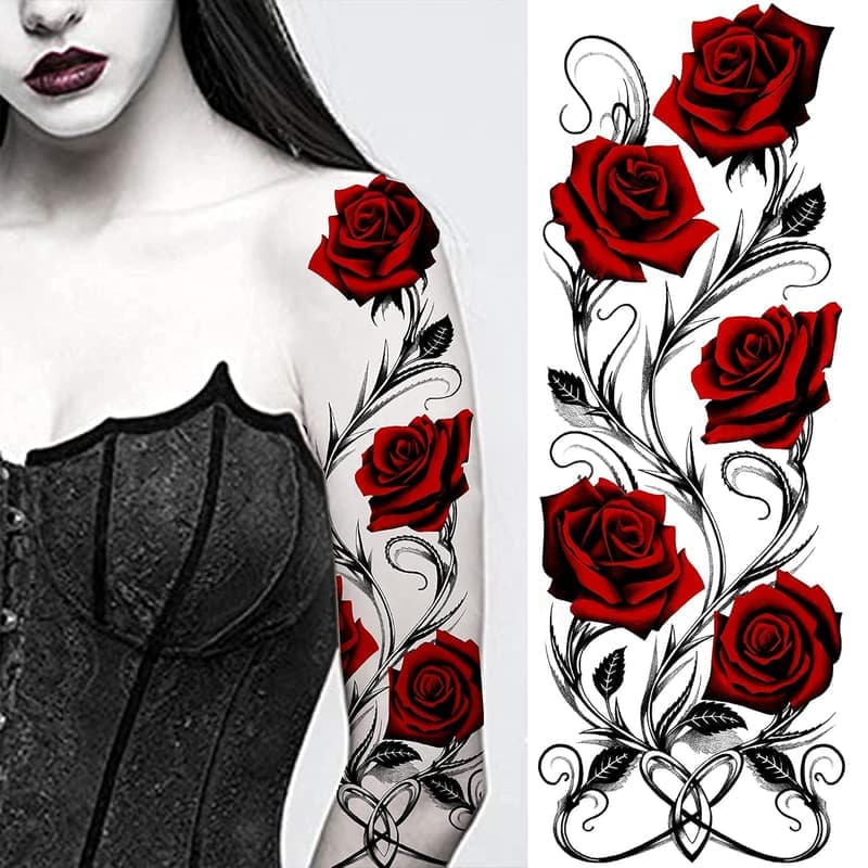 Waterproof Floral Temporary Tattoo Sleeve for Women