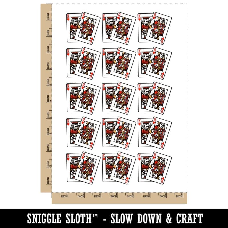 Heart King and Queen Playing Cards Temporary Tattoos Set - 15 Tattoos