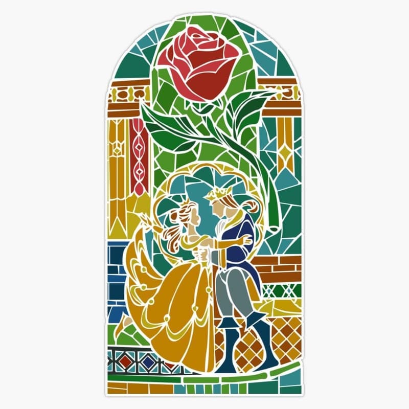 Beauty and the Beast Stained Glass Vinyl Decal