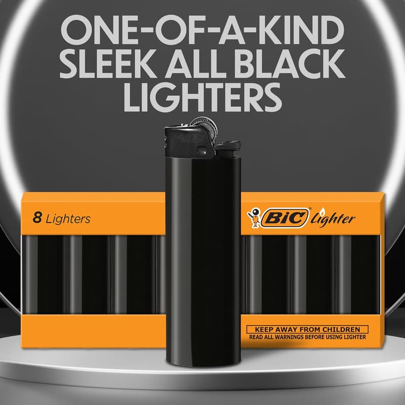BIC Maxi Pocket Lighters, Black, 8 Count Pack