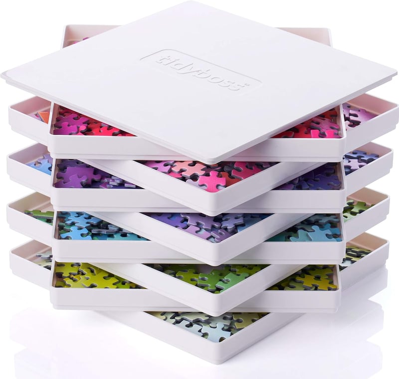 Puzzle Sorting Trays with Lid - Portable Jigsaw Accessories for Up to 1500 Pieces