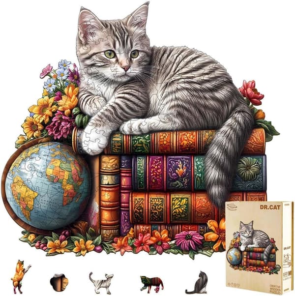 Unique Wooden Cat Puzzle for Adults - 245-Piece Home Decor Gift