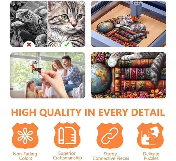 Unique Wooden Cat Puzzle for Adults - 245-Piece Home Decor Gift