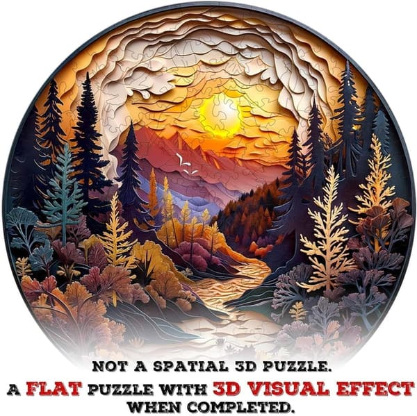Sunset Forest Wooden Puzzle – 300-Piece 3D Effect Jigsaw