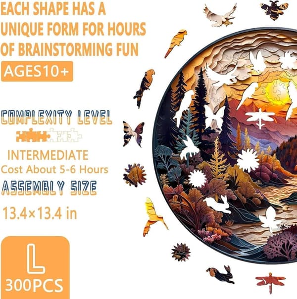 Sunset Forest Wooden Puzzle – 300-Piece 3D Effect Jigsaw