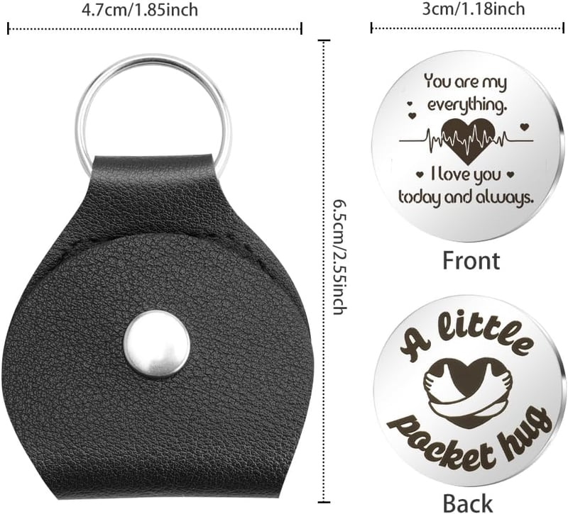 Valentine's Day Inspirational Leather Keychain Pocket Hug