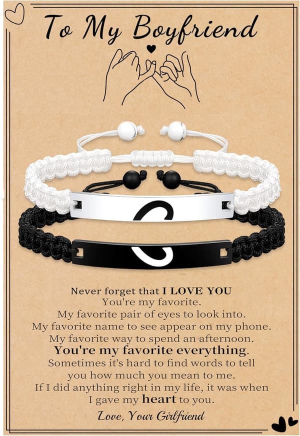 Long Distance Matching Bracelets for Couples - Adjustable Heart Jewelry