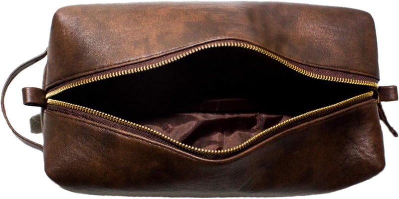 Men's Premium Vegan Leather Toiletry Bag - Travel Kit Pouch